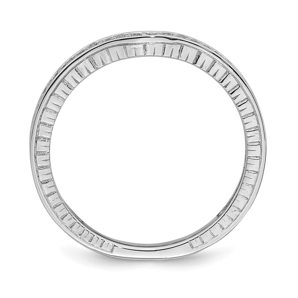 14k White Gold Contoured Real Diamond Band