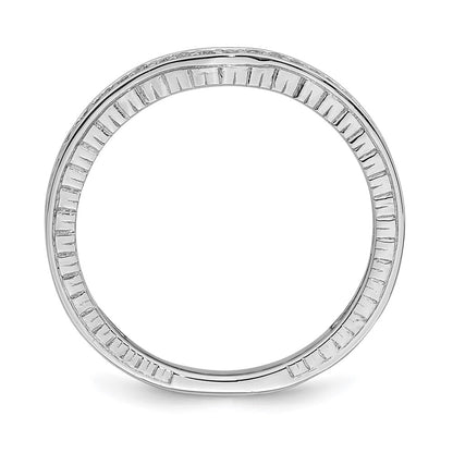 14k White Gold Contoured Real Diamond Band