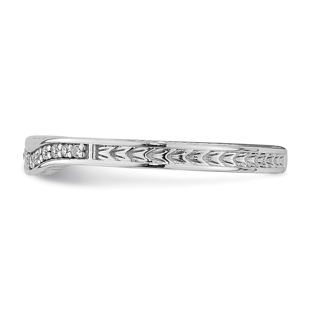 14k White Gold Contoured Real Diamond Band