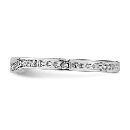 14k White Gold Contoured Real Diamond Band