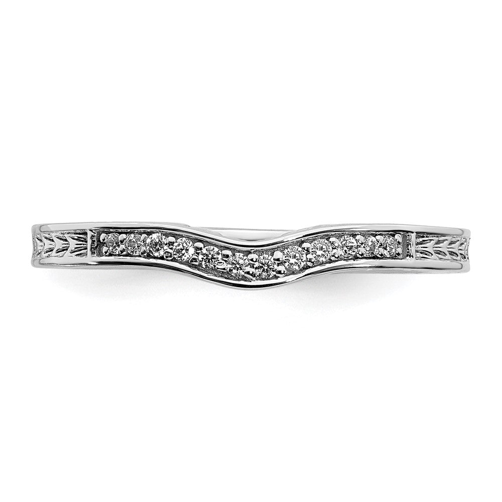 14k White Gold Contoured Real Diamond Band