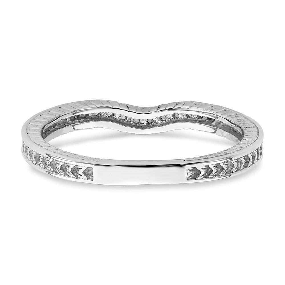 14k White Gold Contoured Real Diamond Band