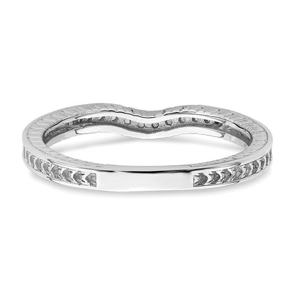 14k White Gold Contoured Real Diamond Band