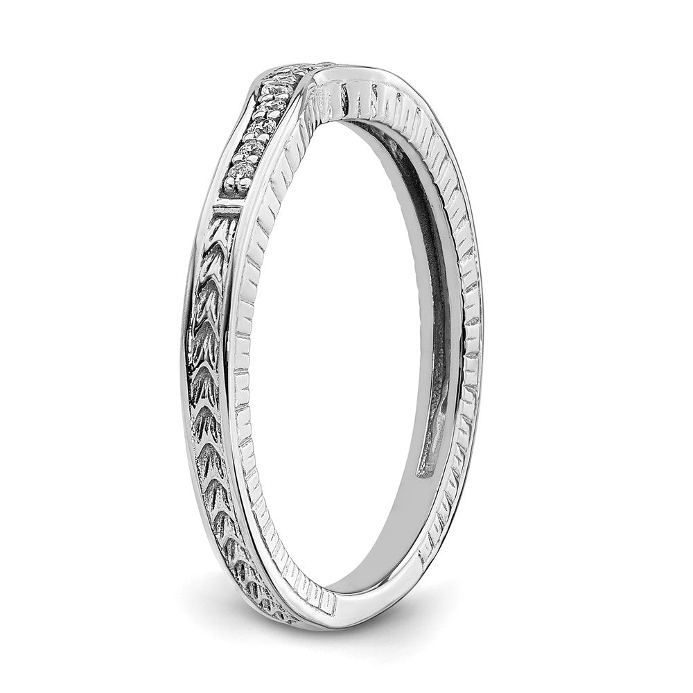 14k White Gold Contoured Real Diamond Band