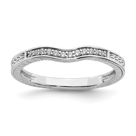 0.07ct. CZ Solid Real 14k White Gold Contoured Wedding Band Ring