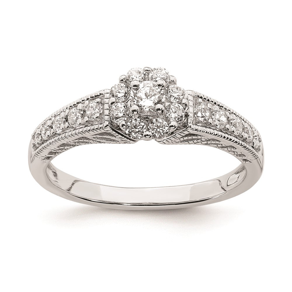 14k White Gold Real Diamond Engagement Ring