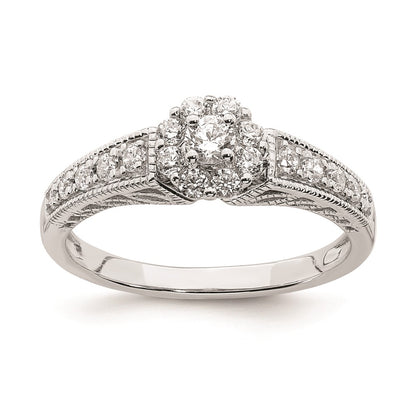 14k White Gold Real Diamond Engagement Ring