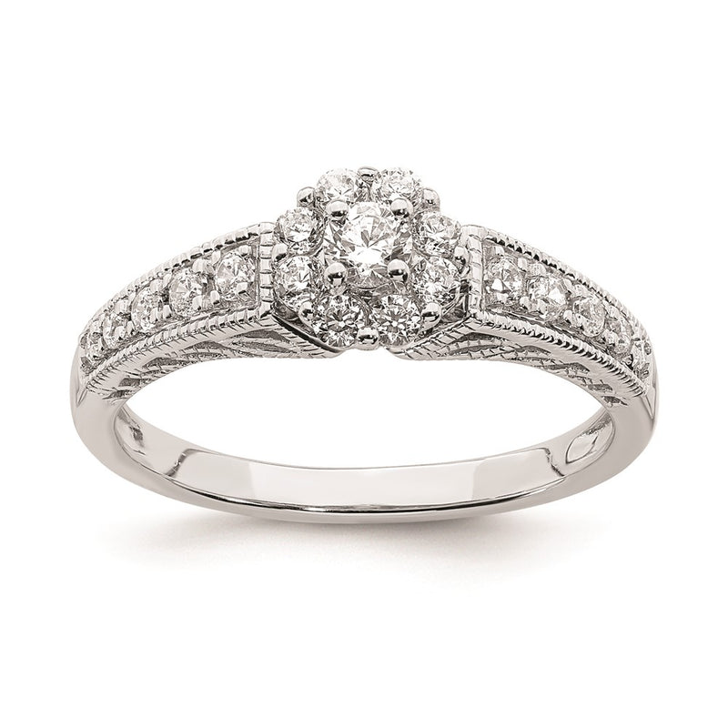 14k White Gold Real Diamond Engagement Ring