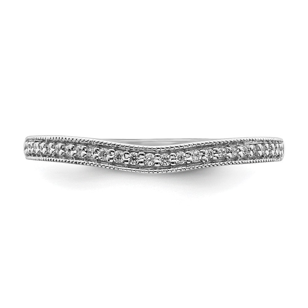 14k White Gold Contoured Real Diamond Band