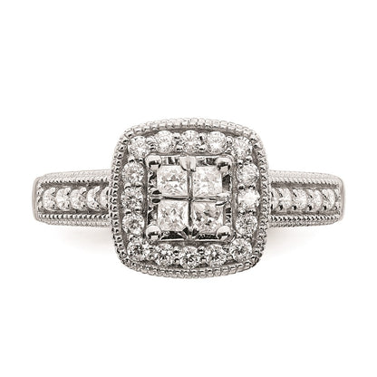 14k White Gold Real Diamond Diamond Engagement Ring