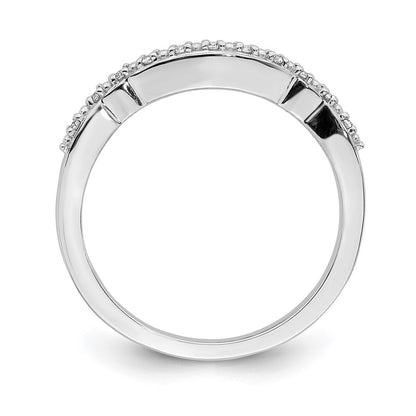0.05ct. CZ Solid Real 14k White Gold Contoured Wedding Band Ring