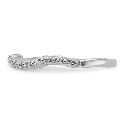 0.05ct. CZ Solid Real 14k White Gold Contoured Wedding Band Ring