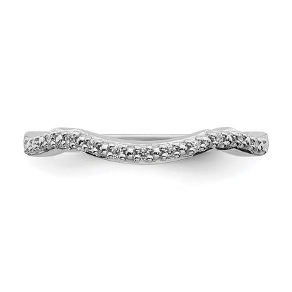 14k White Gold Contoured Real Diamond Band