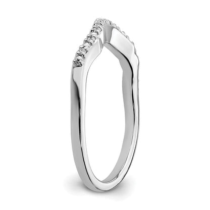 14k White Gold Contoured Real Diamond Band