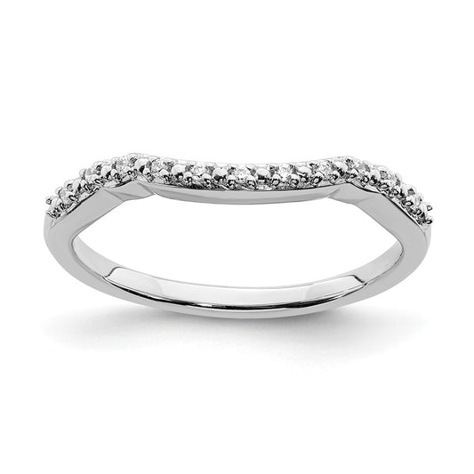 0.05ct. CZ Solid Real 14k White Gold Contoured Wedding Band Ring