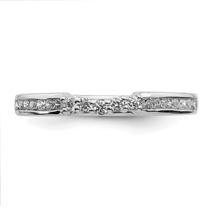 14k White Gold Contoured Real Diamond Band