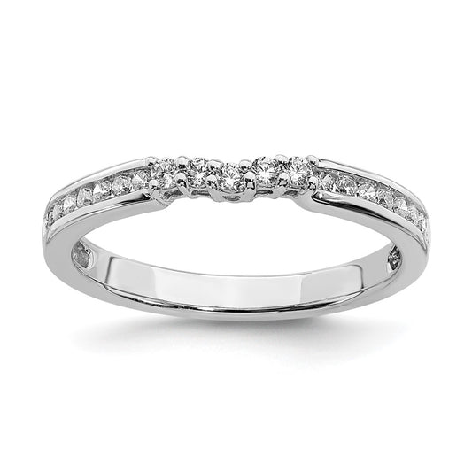 0.24ct. CZ Solid Real 14k White Gold Contoured Wedding Band Ring