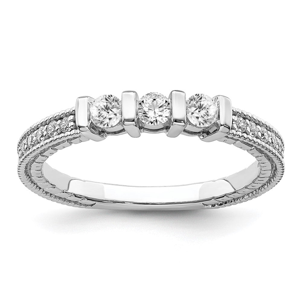14k White Gold Real Diamond Band