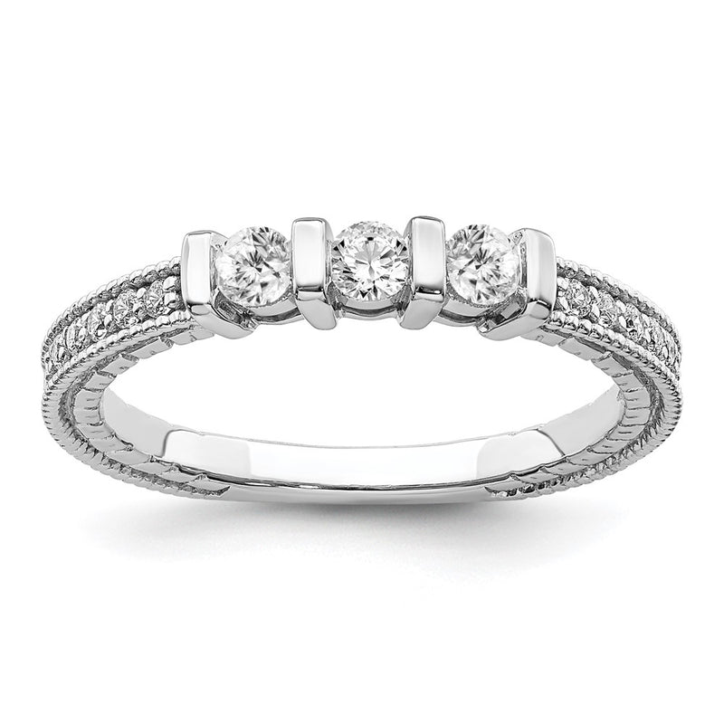 14k White Gold Real Diamond Band