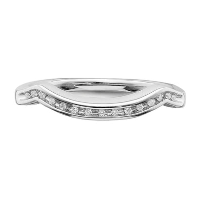 14k White Gold Contoured Real Diamond Band