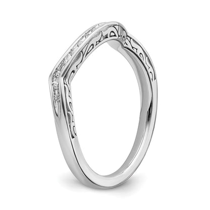 14k White Gold Contoured Real Diamond Band