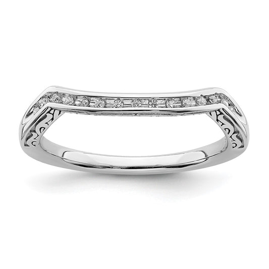 0.08ct. CZ Solid Real 14k White Gold Contoured Wedding Band Ring