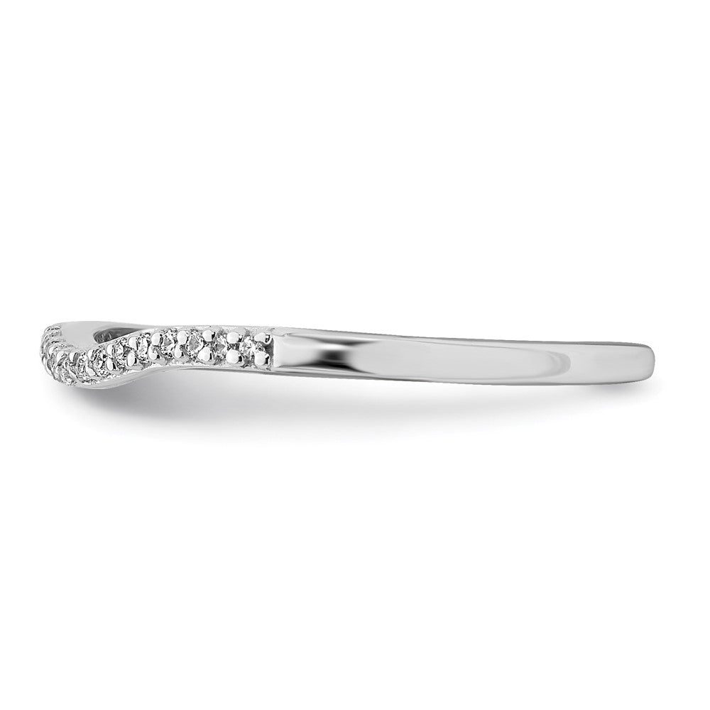 0.07ct. CZ Solid Real 14k White Gold Contoured Wedding Band Ring