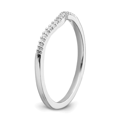 14k White Gold Contoured Real Diamond Band