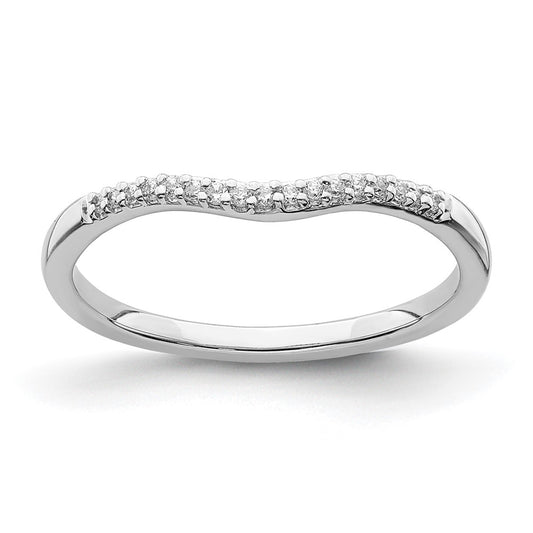 0.07ct. CZ Solid Real 14k White Gold Contoured Wedding Band Ring