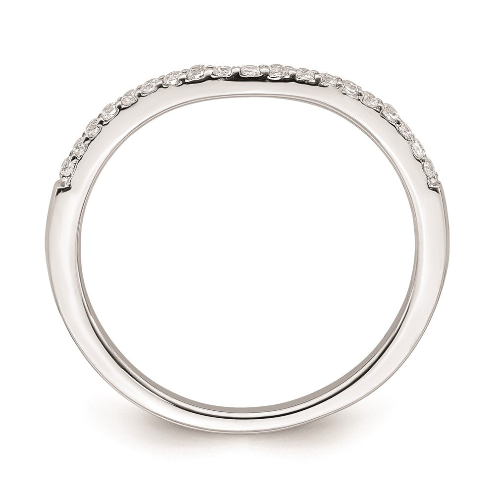 0.15ct. CZ Solid Real 14k White Gold Contoured Wedding Band Ring