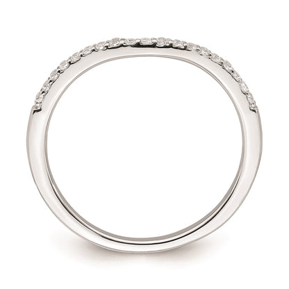 0.15ct. CZ Solid Real 14k White Gold Contoured Wedding Band Ring