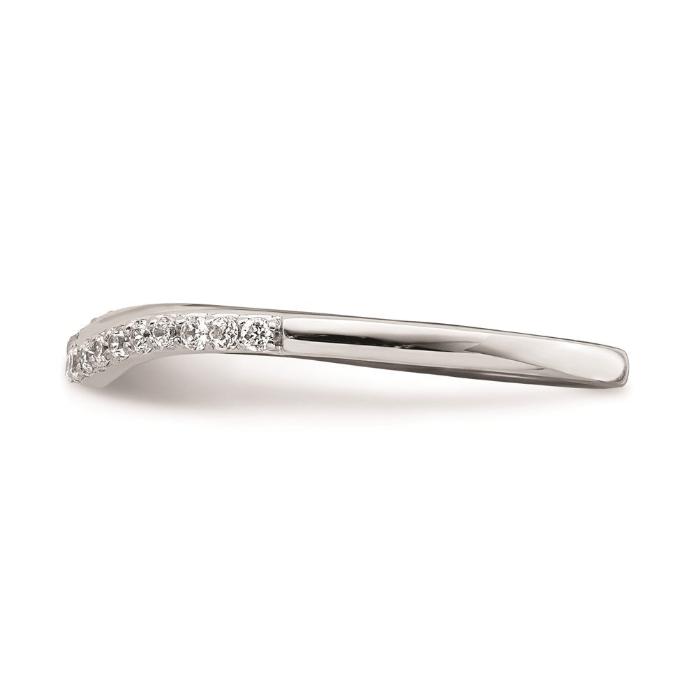 0.15ct. CZ Solid Real 14k White Gold Contoured Wedding Band Ring