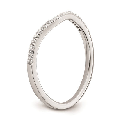 0.15ct. CZ Solid Real 14k White Gold Contoured Wedding Band Ring