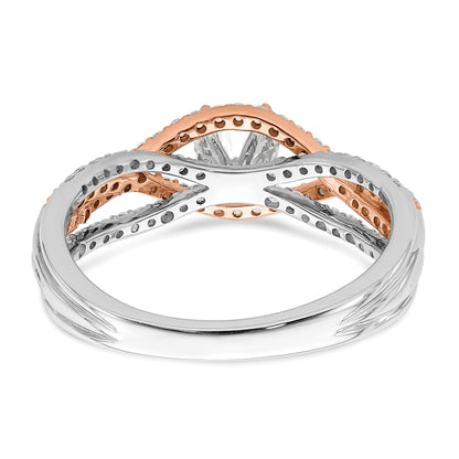 0.49ct. CZ Solid Real 14k White & Rose Gold Peg Set Engagement Ring