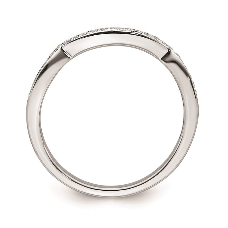 14k White Gold Contoured Real Diamond Band
