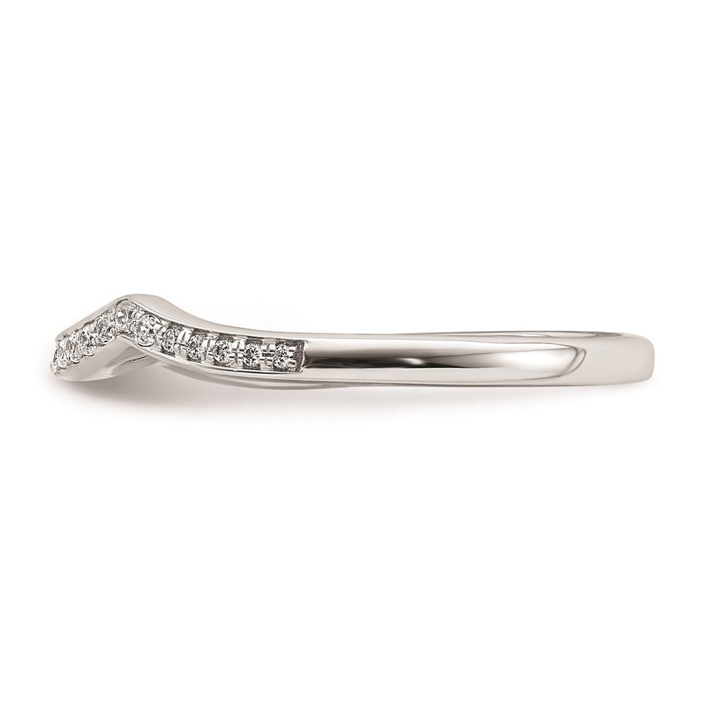 0.12ct. CZ Solid Real 14k White Gold Contoured Wedding Band Ring