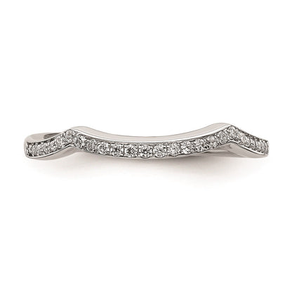 0.12ct. CZ Solid Real 14k White Gold Contoured Wedding Band Ring