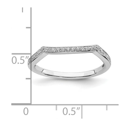 0.12ct. CZ Solid Real 14k White Gold Contoured Wedding Band Ring