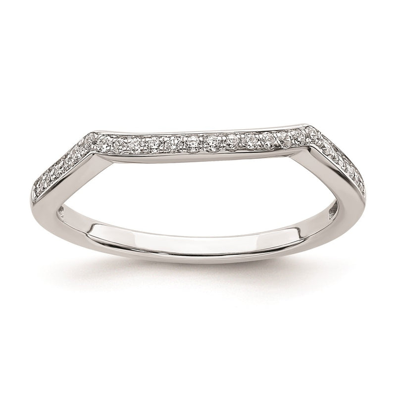 14k White Gold Contoured Real Diamond Band