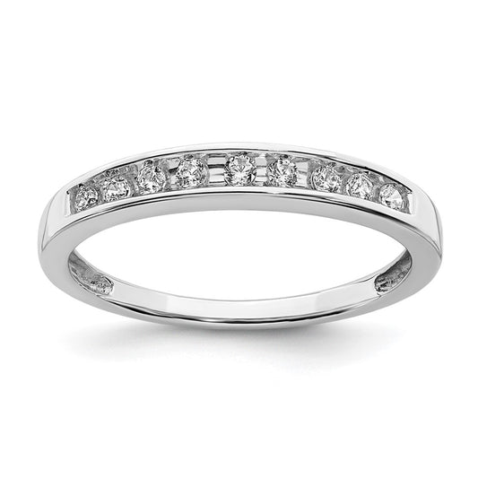 0.16ct. CZ Solid Real 14k White Gold Wedding Band Ring