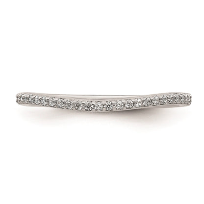 0.12ct. CZ Solid Real 14k White Gold Contoured Wedding Band Ring