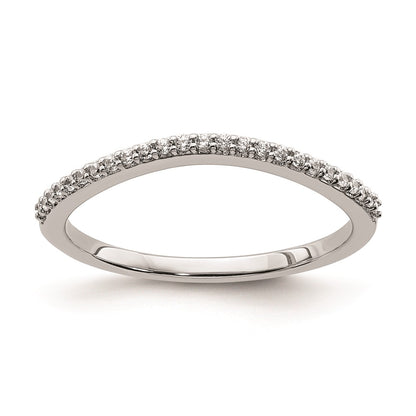 0.12ct. CZ Solid Real 14k White Gold Contoured Wedding Band Ring