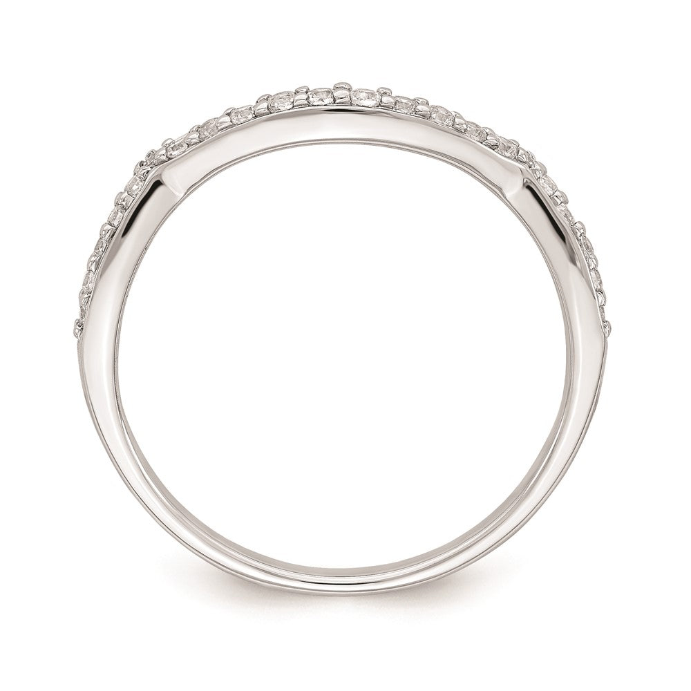 0.20ct. CZ Solid Real 14k White Gold Contoured Wedding Band Ring