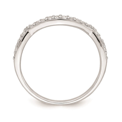 0.20ct. CZ Solid Real 14k White Gold Contoured Wedding Band Ring