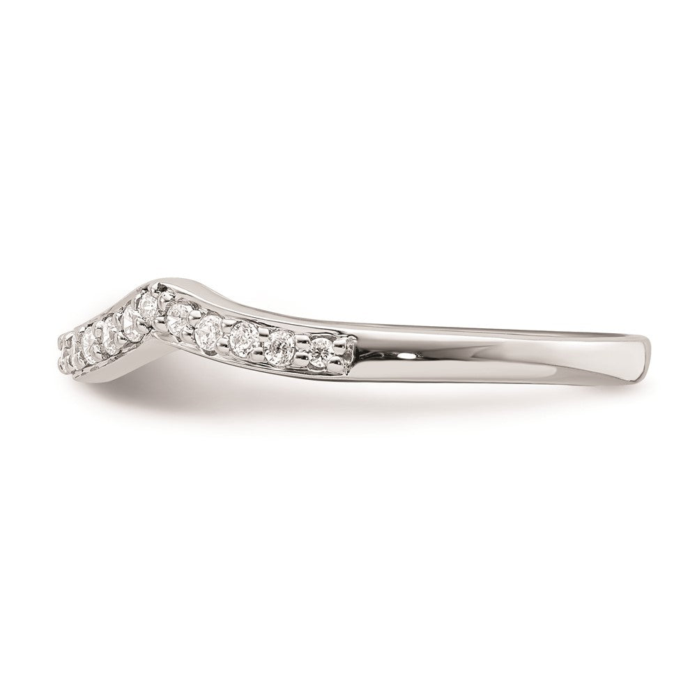 0.20ct. CZ Solid Real 14k White Gold Contoured Wedding Band Ring