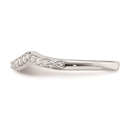 0.20ct. CZ Solid Real 14k White Gold Contoured Wedding Band Ring