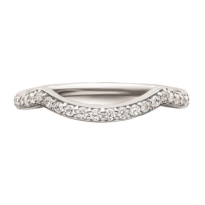 14k White Gold Contoured Real Diamond Band
