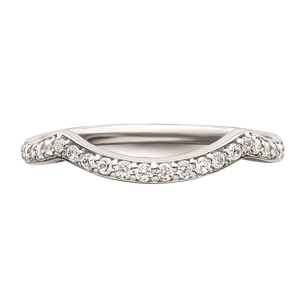 0.20ct. CZ Solid Real 14k White Gold Contoured Wedding Band Ring