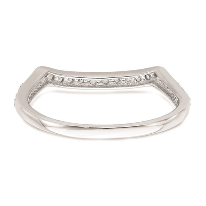 0.20ct. CZ Solid Real 14k White Gold Contoured Wedding Band Ring