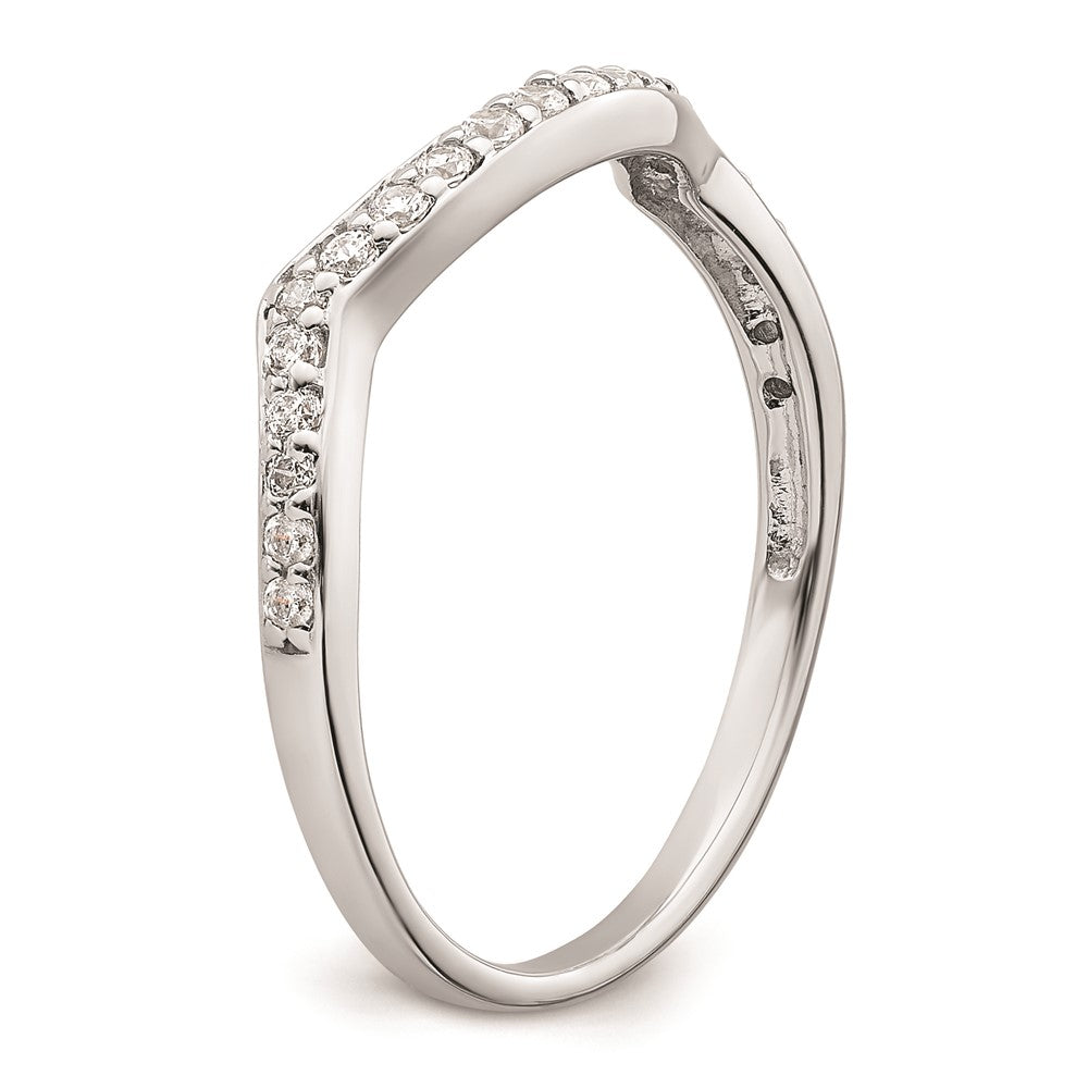 0.20ct. CZ Solid Real 14k White Gold Contoured Wedding Band Ring